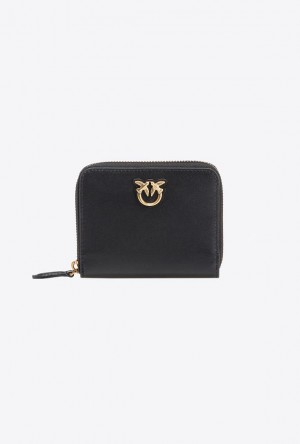 Pinko Square Læder Zip-around Purse Černé Zlaté | SN-PKO34271