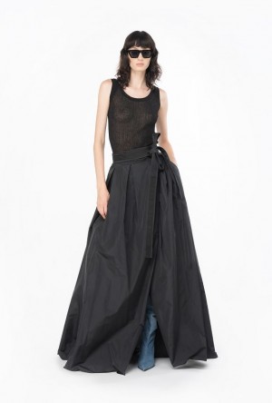 Pinko Taffeta Maxi-skirt Černé | SN-PKO34092