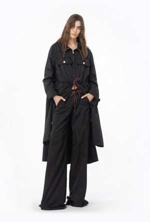 Pinko Technical Twill Parka With Flounce Černé | SN-PKO33607