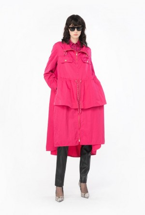 Pinko Technical Twill Parka With Flounce Růžové | SN-PKO33608