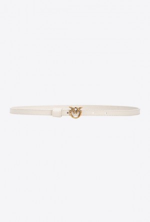 Pinko Thin Belt With Love Birds Přezkou 1cm Bílé Bílé Zlaté | SN-PKO34243