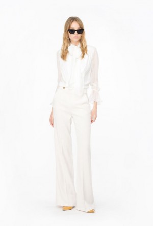 Pinko Trousers With Golden Buttons Bílé | SN-PKO33810