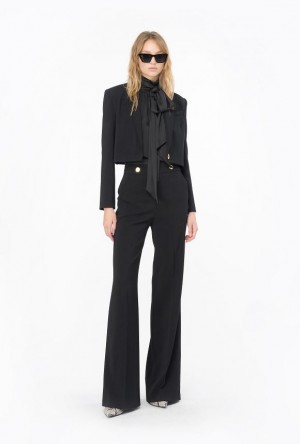 Pinko Trousers With Golden Buttons Černé | SN-PKO33964