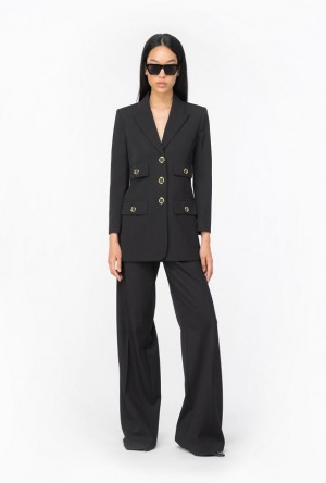 Pinko Twill Palazzo Trousers Černé | SN-PKO33978