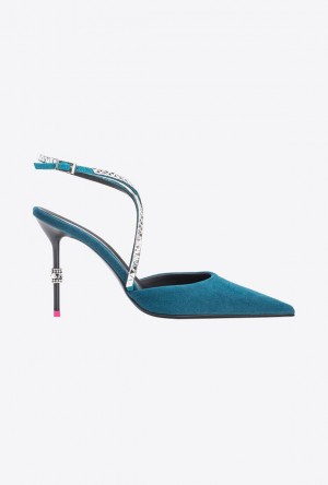 Pinko Velvet Slingbacks With Rhinestones Blankyt Blankyt | SN-PKO34158