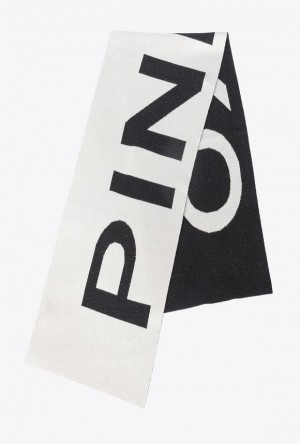 Pinko Vlna And Cashmere Scarf With Large Logo Bílé Černé | SN-PKO34390