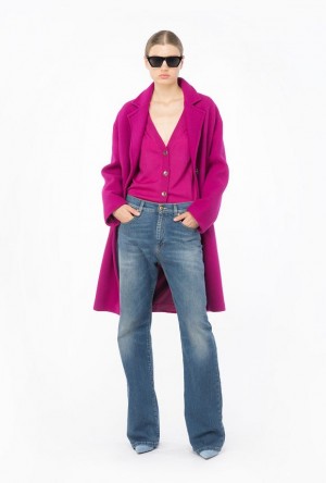 Pinko Vlna Cardigan With Ruching Fialové | SN-PKO33494