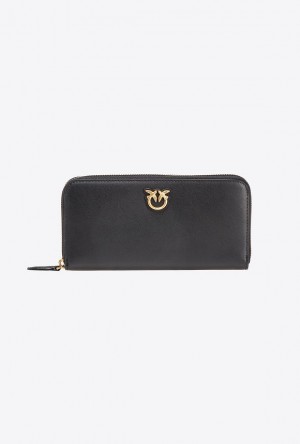 Pinko Zip-around Læder Purse Černé Zlaté | SN-PKO34327