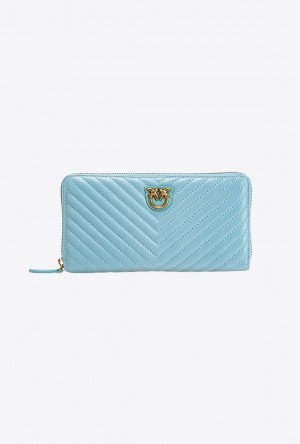 Pinko Zip-around Wallet In Chevron-patterned Nappa Læder Blankyt Zlaté | SN-PKO34283