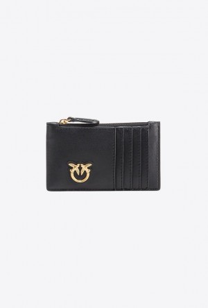 Pinko Zipped Card Holder Černé Zlaté | SN-PKO34342