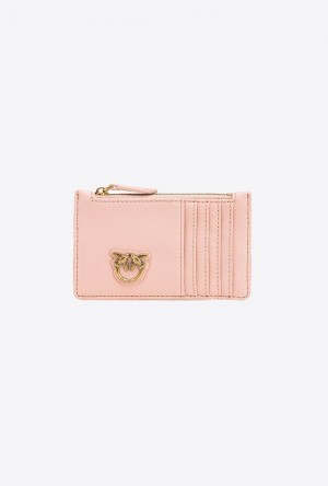 Pinko Zipped Chevron-patterned Card Holder Růžové Růžové Zlaté | SN-PKO34272