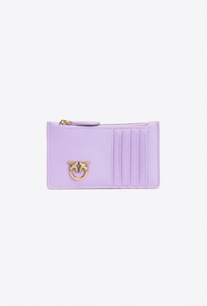 Pinko Zipped Chevron-patterned Card Holder Fialové Zlaté | SN-PKO34341