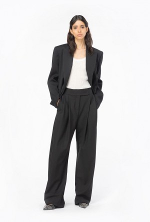 Pinko Široké-leg Trousers With Darts Černé | SN-PKO33811