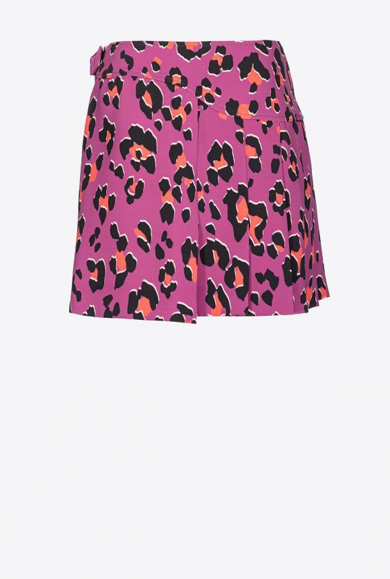 Pinko Animal-print Mini Skirt With Piercing Přezkou Oranžové Černé | SN-PKO34082