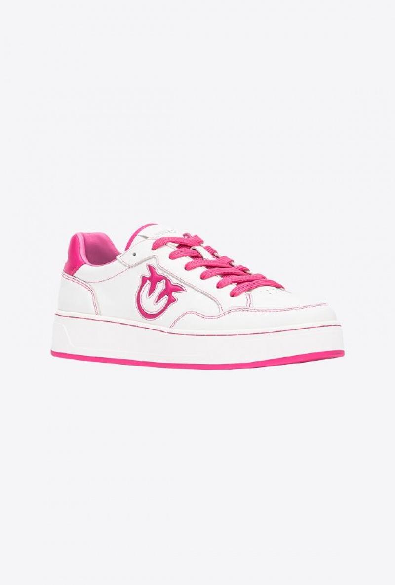 Pinko Basketball Sneakers With Logo Bílé Fuchsie | SN-PKO34126