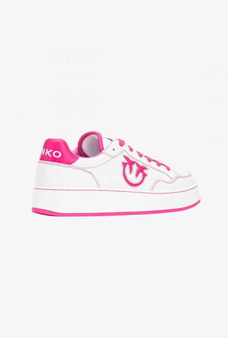 Pinko Basketball Sneakers With Logo Bílé Fuchsie | SN-PKO34126