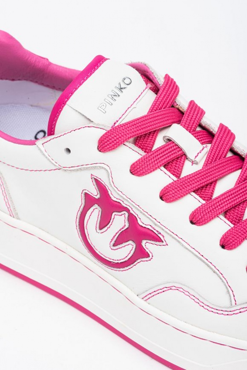 Pinko Basketball Sneakers With Logo Bílé Fuchsie | SN-PKO34126