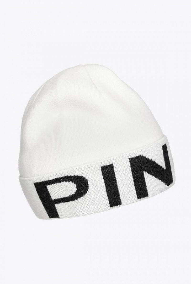 Pinko Beanie With Large Logo Bílé Černé | SN-PKO34370