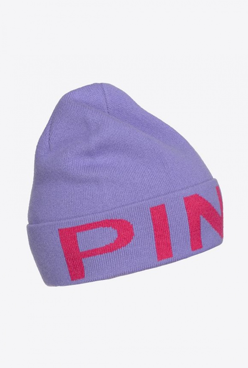 Pinko Beanie With Large Logo Fialové | SN-PKO34369