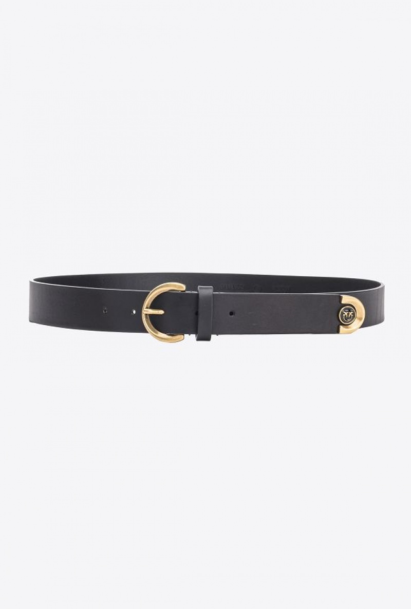 Pinko Belt With Metal Tip 3cm Černé Zlaté | SN-PKO34223