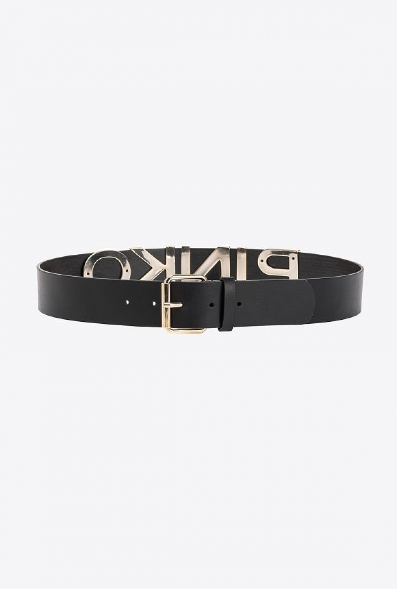 Pinko Belt With Sliding-letter Logo 4cm Černé Zlaté | SN-PKO34217