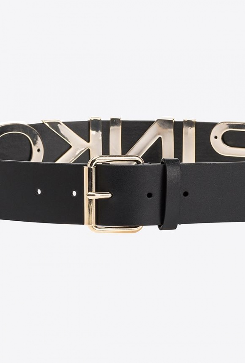 Pinko Belt With Sliding-letter Logo 4cm Černé Zlaté | SN-PKO34217