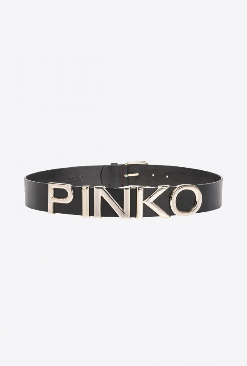 Pinko Belt With Sliding-letter Logo 4cm Černé Zlaté | SN-PKO34217