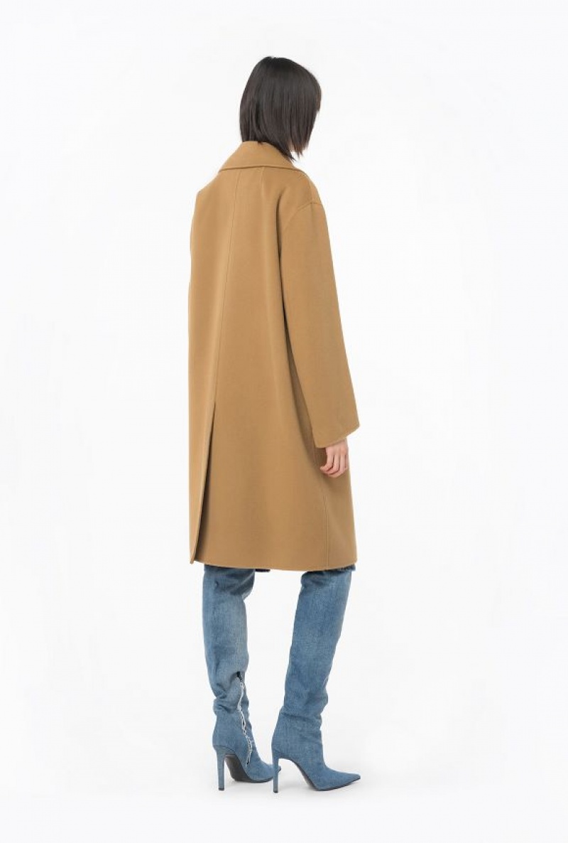 Pinko Belted Cloth Coat Béžový Hnědé | SN-PKO33669