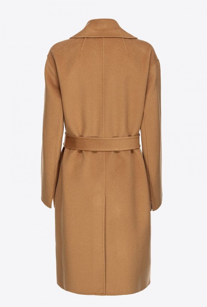 Pinko Belted Cloth Coat Béžový Hnědé | SN-PKO33669