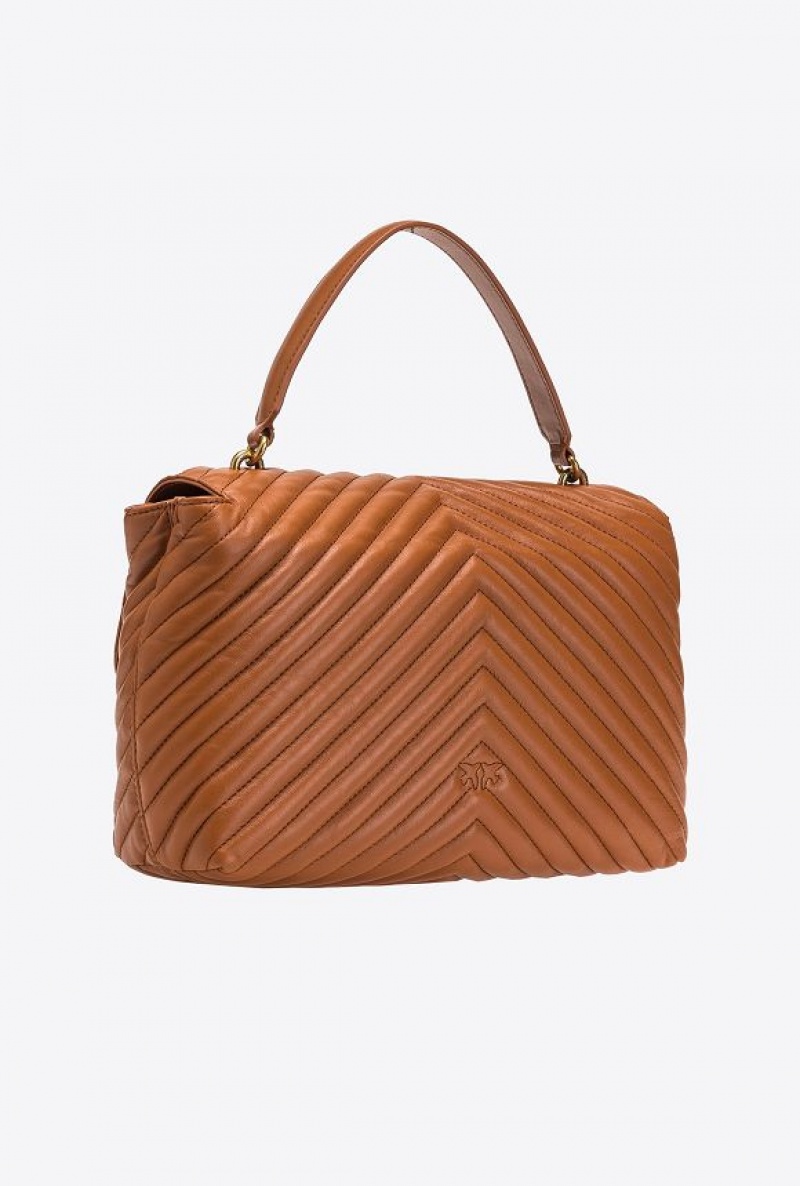 Pinko Big Lady Love Bag Puff Chevron Hnědé | SN-PKO32570