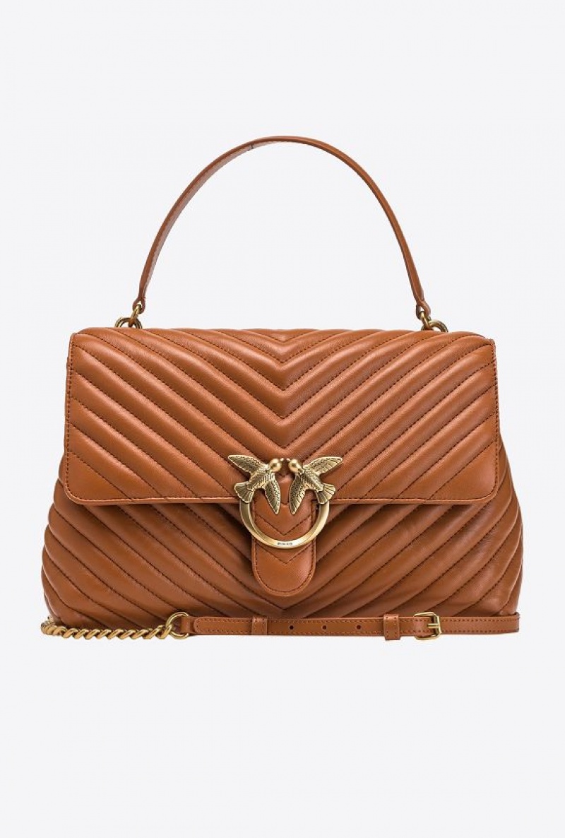 Pinko Big Lady Love Bag Puff Chevron Hnědé | SN-PKO32860