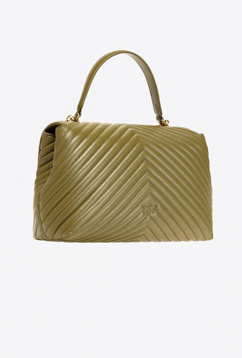 Pinko Big Lady Love Bag Puff Chevron Zelene Zlaté | SN-PKO32564