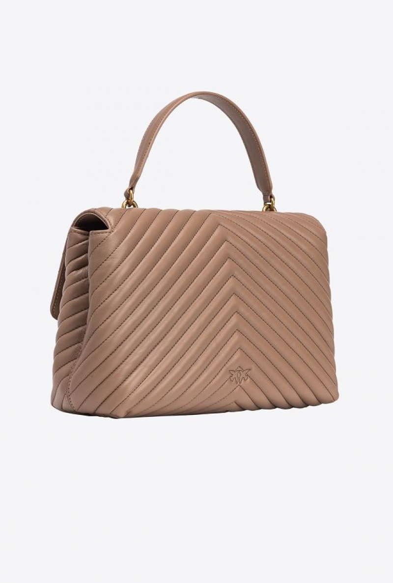 Pinko Big Lady Love Bag Puff Chevron Zlaté | SN-PKO32481