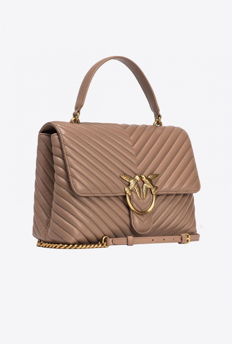 Pinko Big Lady Love Bag Puff Chevron Zlaté | SN-PKO32481