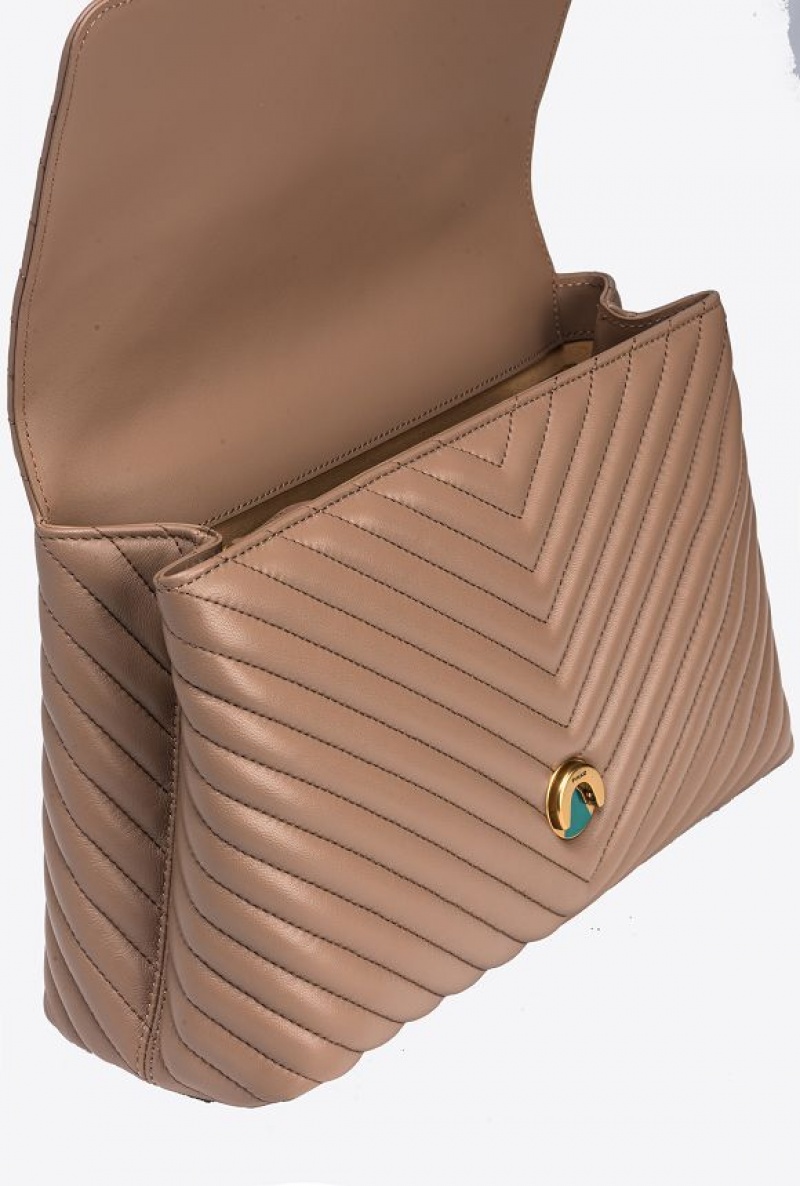 Pinko Big Lady Love Bag Puff Chevron Zlaté | SN-PKO32481