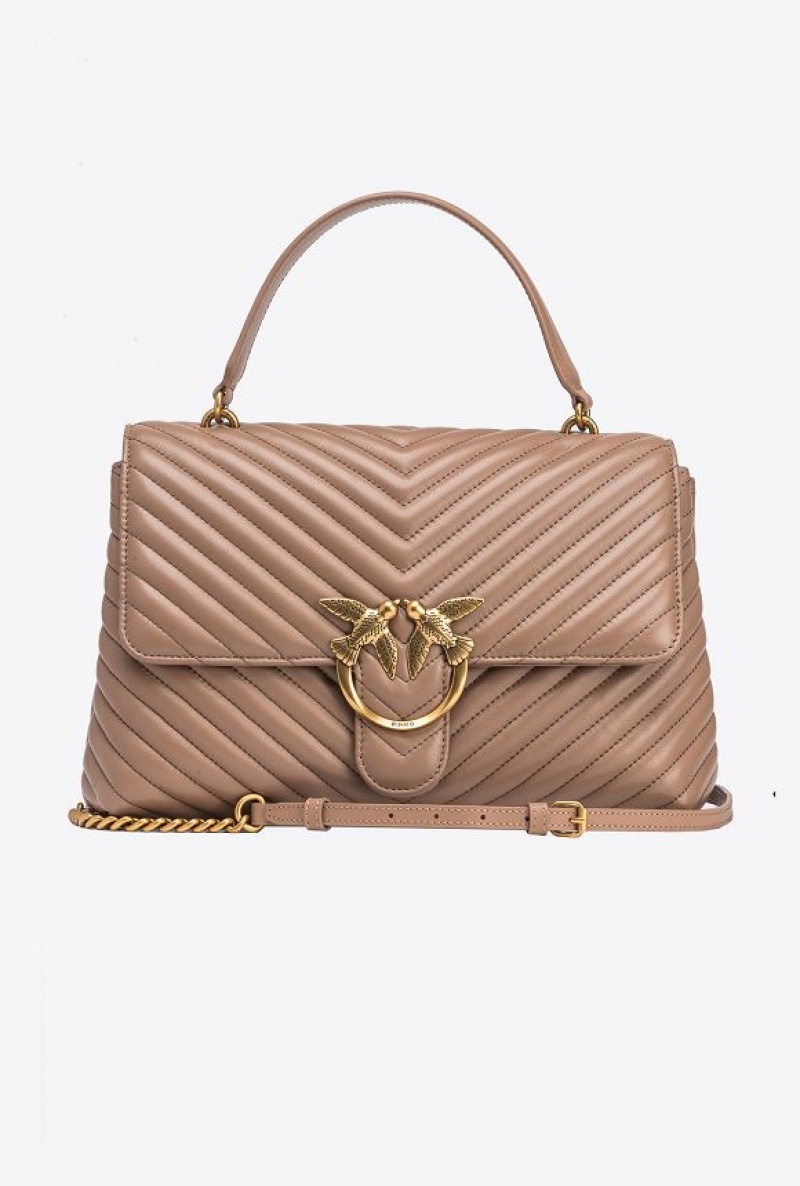 Pinko Big Lady Love Bag Puff Chevron Zlaté | SN-PKO32481