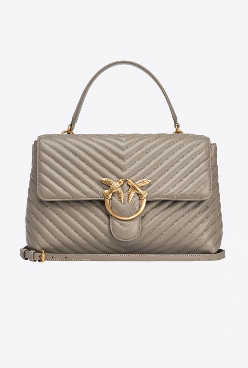 Pinko Big Lady Love Bag Puff Chevron Zlaté | SN-PKO32627