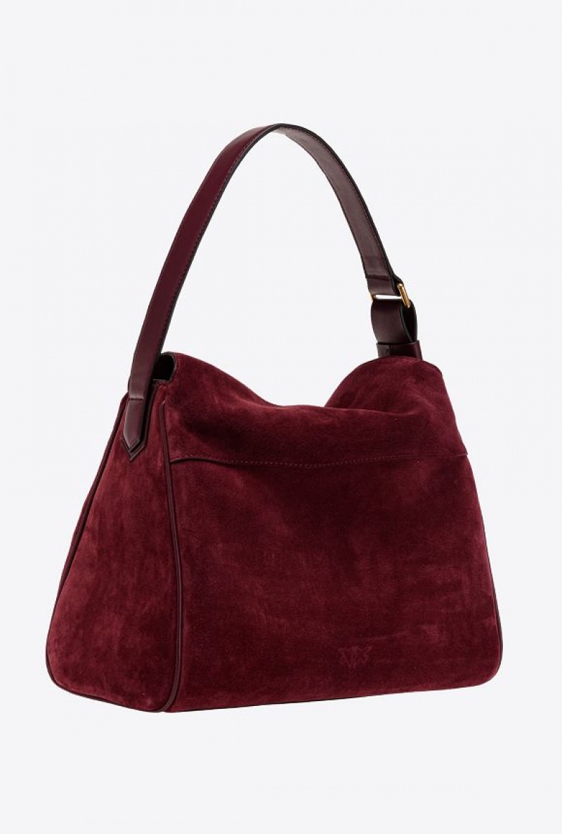 Pinko Big Leaf Bag Hobo In Semišové Zlaté | SN-PKO32849