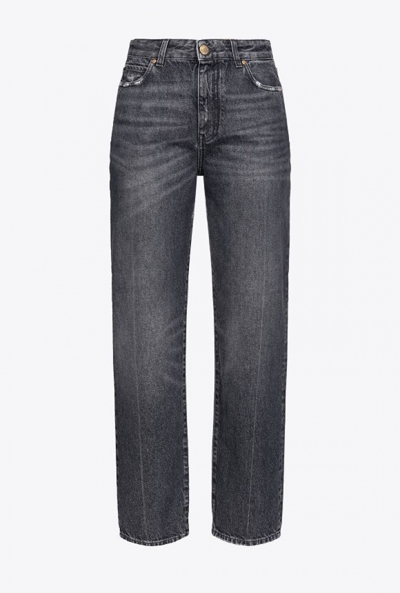 Pinko Black Boyfriend Jeans Tmavě Šedé Blankyt Světle Modré | SN-PKO34006