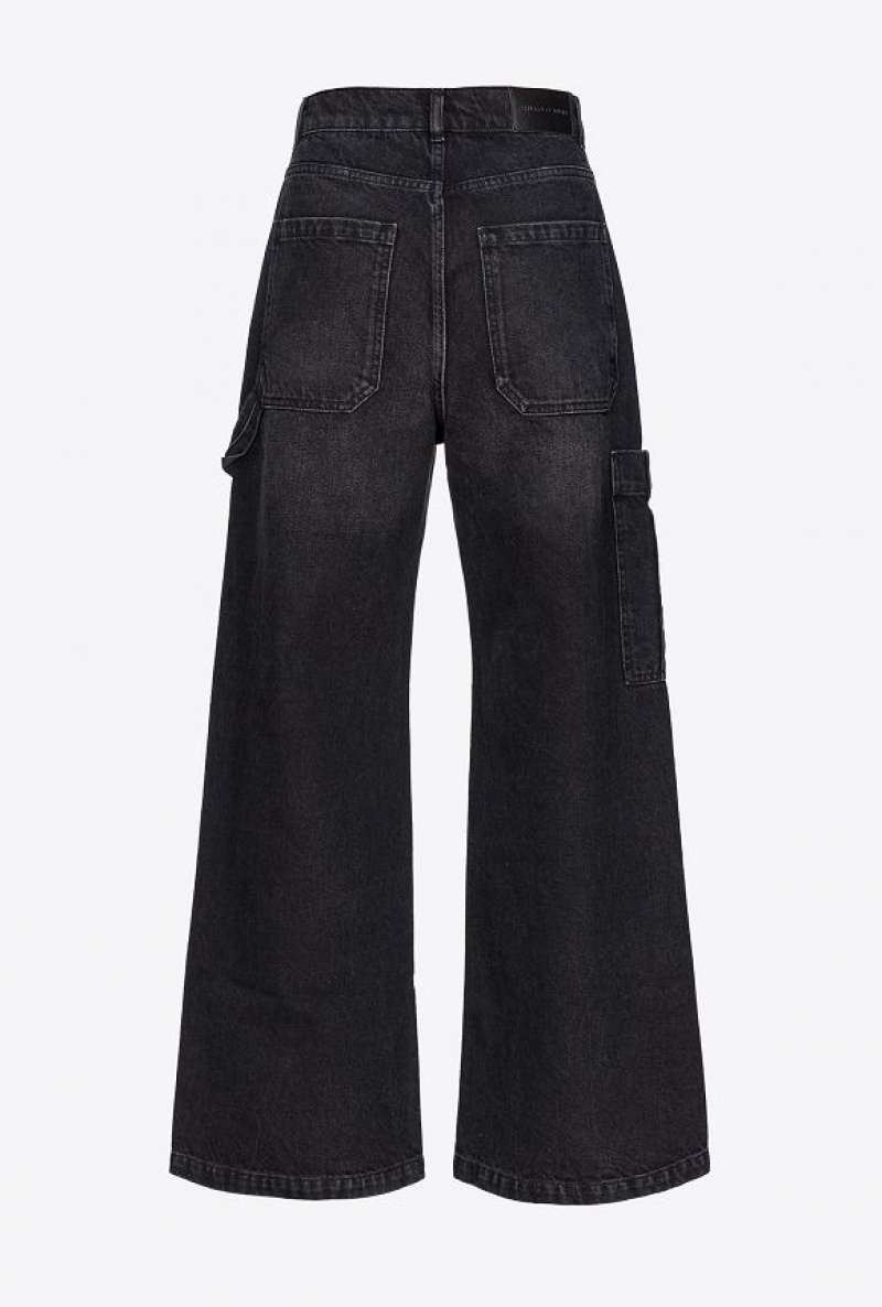 Pinko Black Denim Cargo Jeans Černé | SN-PKO34036