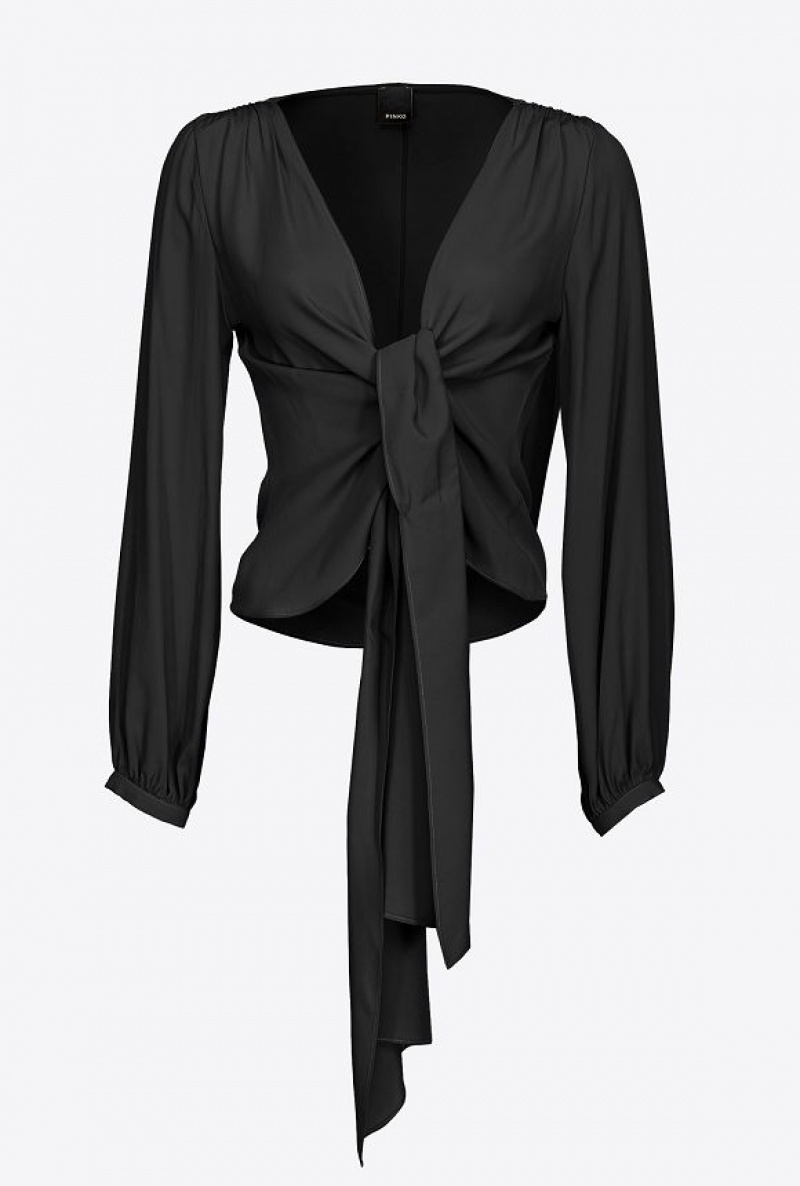 Pinko Blouse With Knot Detail Černé | SN-PKO33198