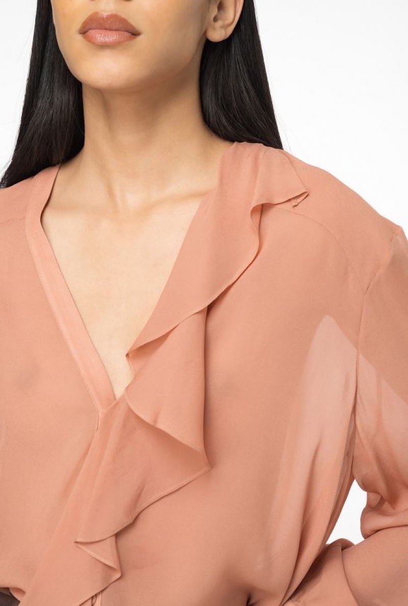 Pinko Blouse With Ruffled Detailing Růžové | SN-PKO33193