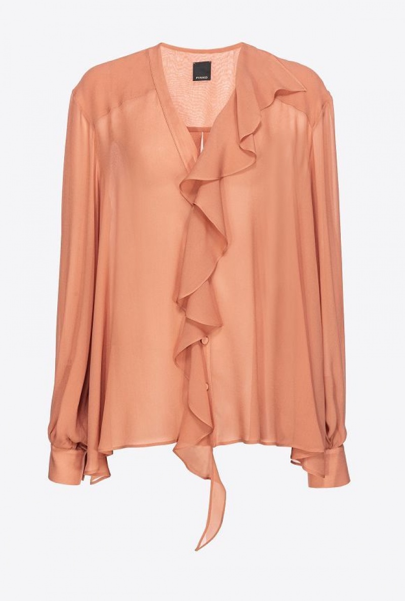 Pinko Blouse With Ruffled Detailing Růžové | SN-PKO33193