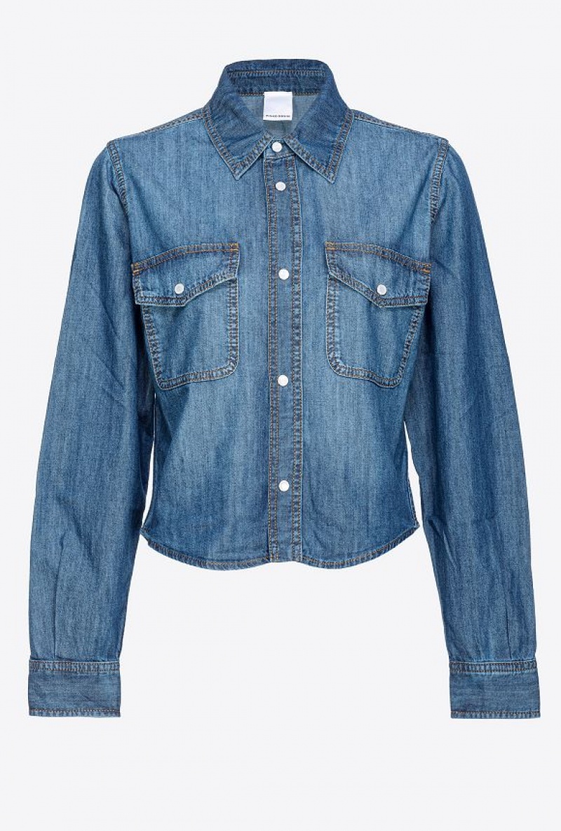 Pinko Blue Denim Shirt Blankyt Světle Modré | SN-PKO33156