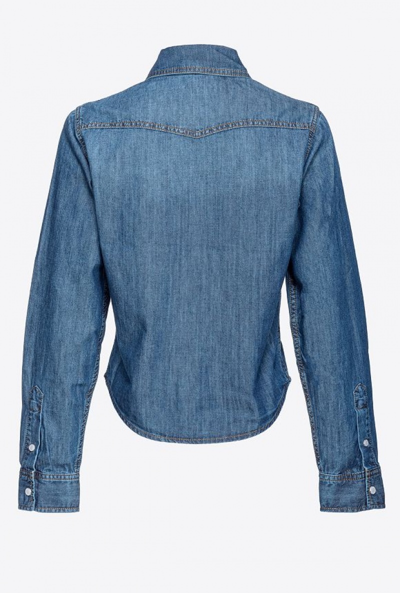 Pinko Blue Denim Shirt Blankyt Světle Modré | SN-PKO33156