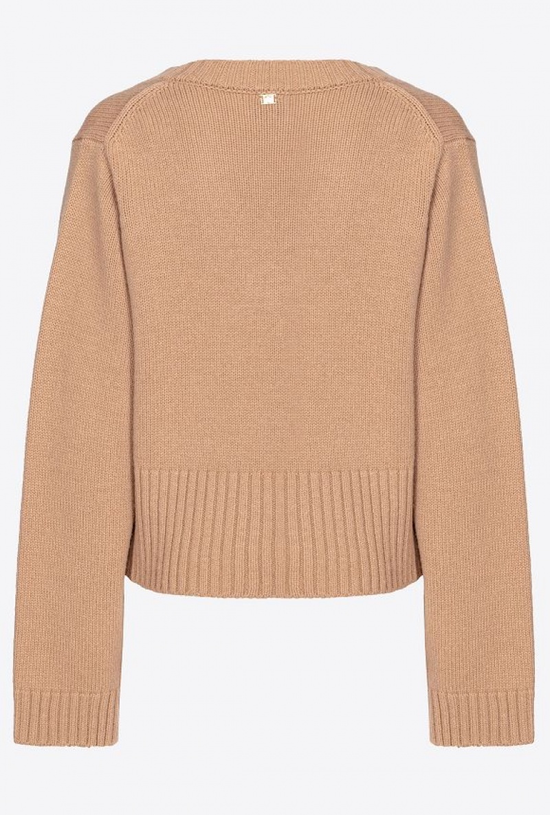 Pinko Boxy Cashmere-blend Svetrové Béžový | SN-PKO33396