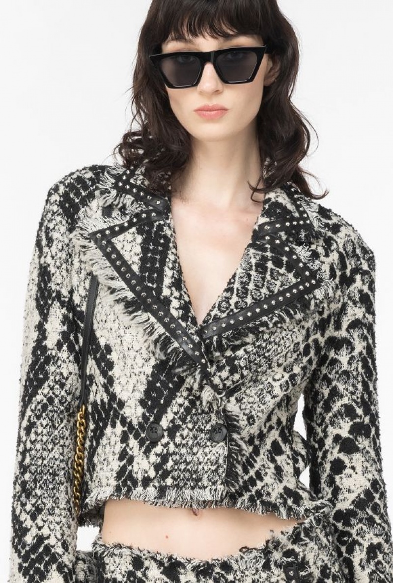 Pinko Boxy Jacquard Jacket With Snake Motif Bílé Černé | SN-PKO33953