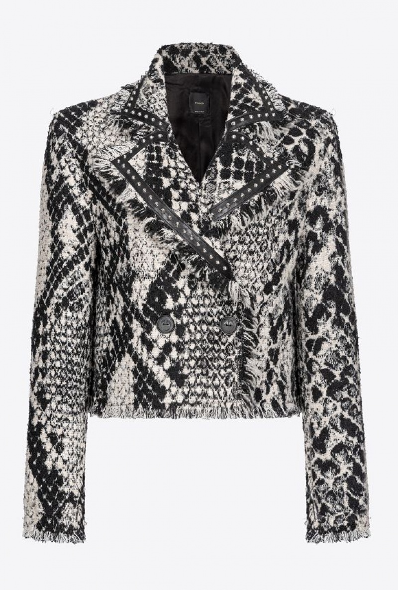 Pinko Boxy Jacquard Jacket With Snake Motif Bílé Černé | SN-PKO33953