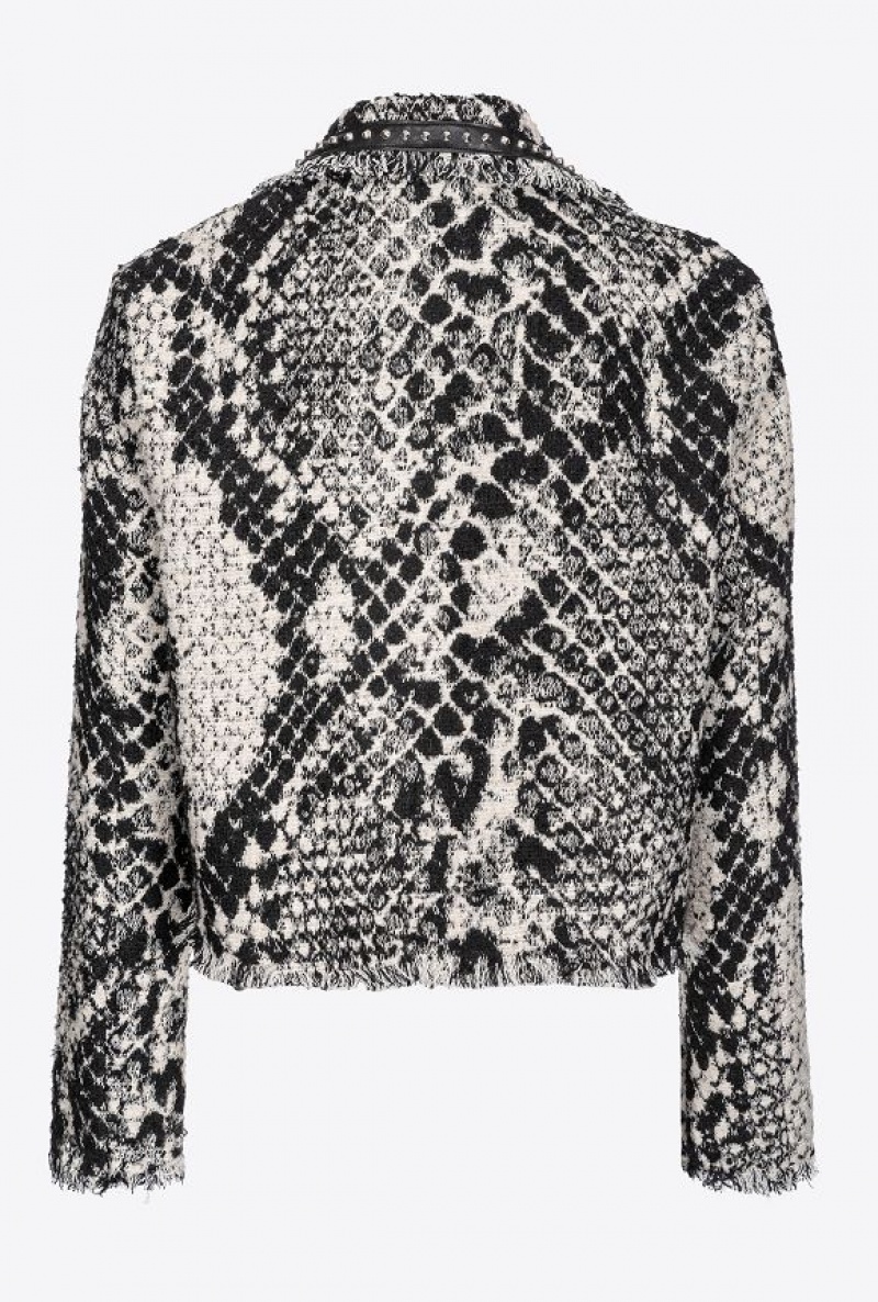 Pinko Boxy Jacquard Jacket With Snake Motif Bílé Černé | SN-PKO33953