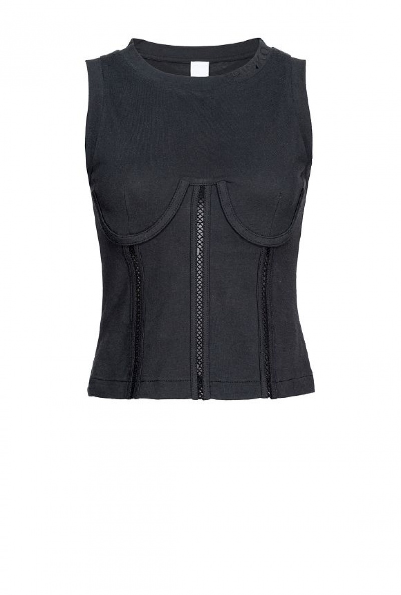 Pinko Bustier-effect Jersey Top Černé | SN-PKO33339